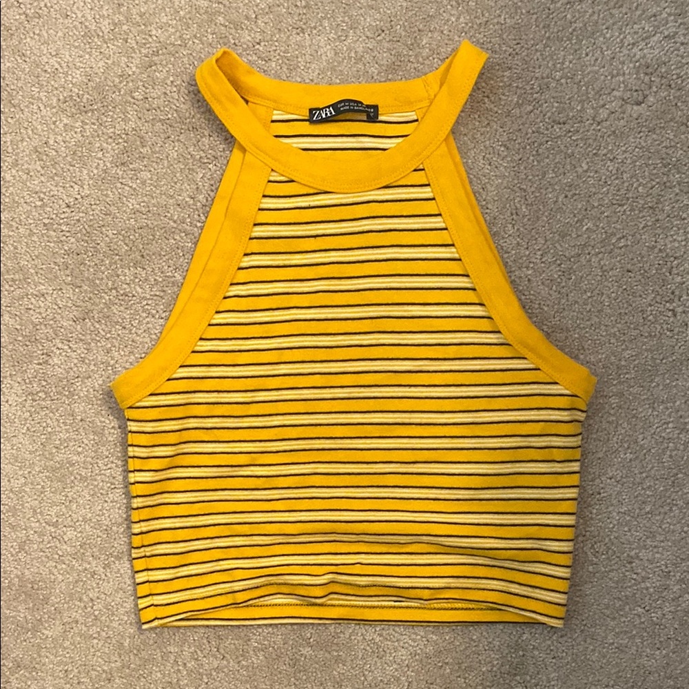 Zara Yellow Striped Women's Top